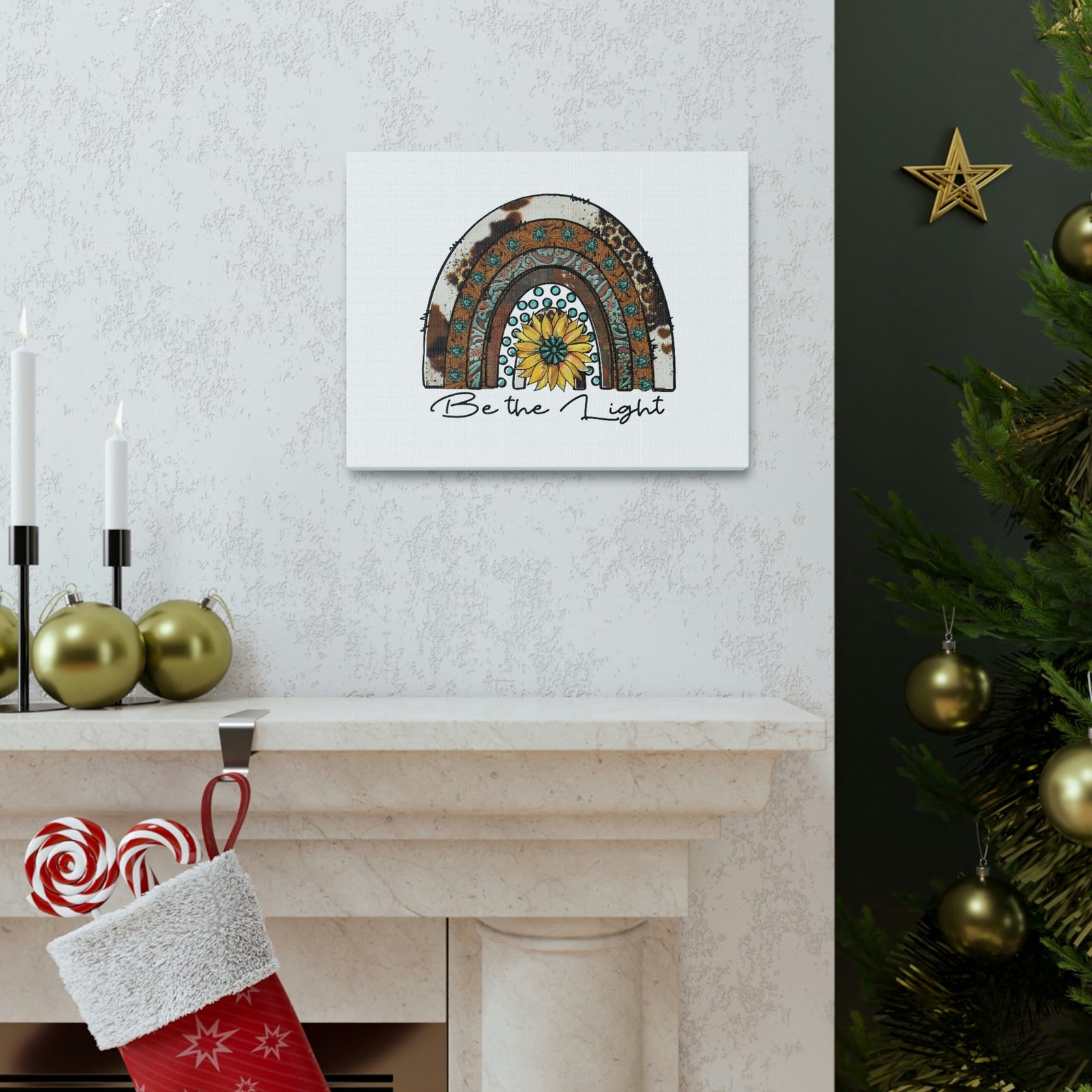 Scripture Walls Be The Light Matthew 5:14 Pattern Rainbow Christian Wall Art Bible Verse Print Ready to Hang Unframed-Express Your Love Gifts