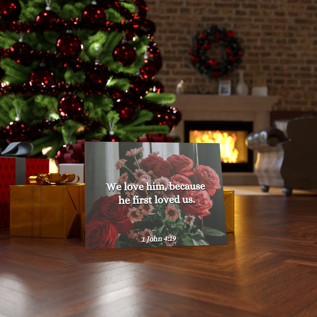 Scripture Walls Because He First Loved Us 1 John 4:19 Bible Verse Canvas Christian Wall Art Ready to Hang Unframed-Express Your Love Gifts