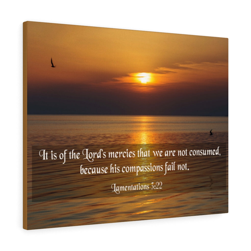 Scripture Walls Because His Compassions Lamentations 3:22 Bible Verse Canvas Christian Wall Art Ready to Hang Unframed-Express Your Love Gifts
