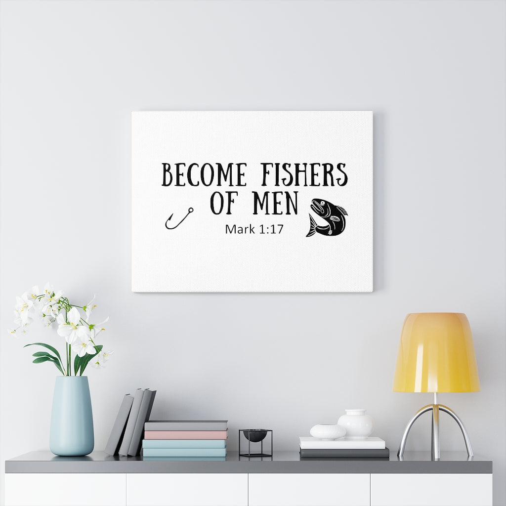Scripture Walls Become Fishers Of Men Mark 1:17 Bible Verse Canvas Christian Wall Art Ready to Hang Unframed-Express Your Love Gifts