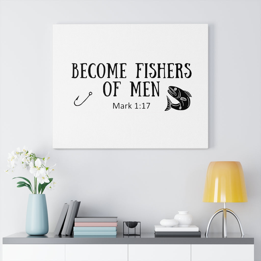 Scripture Walls Become Fishers Of Men Mark 1:17 Bible Verse Canvas Christian Wall Art Ready to Hang Unframed-Express Your Love Gifts