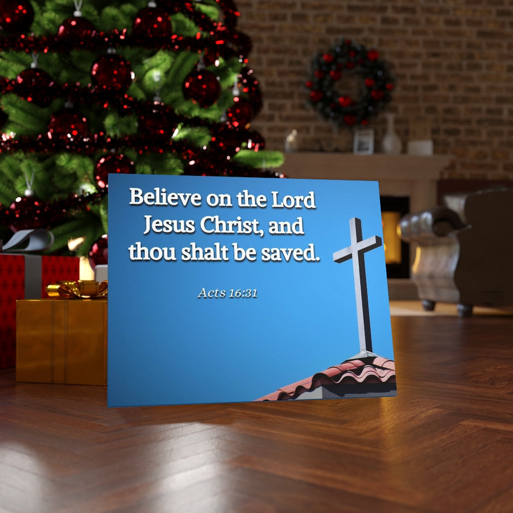 Scripture Walls Believe Acts 16:31 Bible Verse Canvas Christian Wall Art Ready to Hang Unframed-Express Your Love Gifts