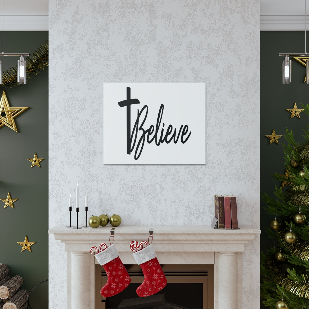 Scripture Walls Believe Cross Mark 9:23 Christian Wall Art Print Ready to Hang Unframed-Express Your Love Gifts