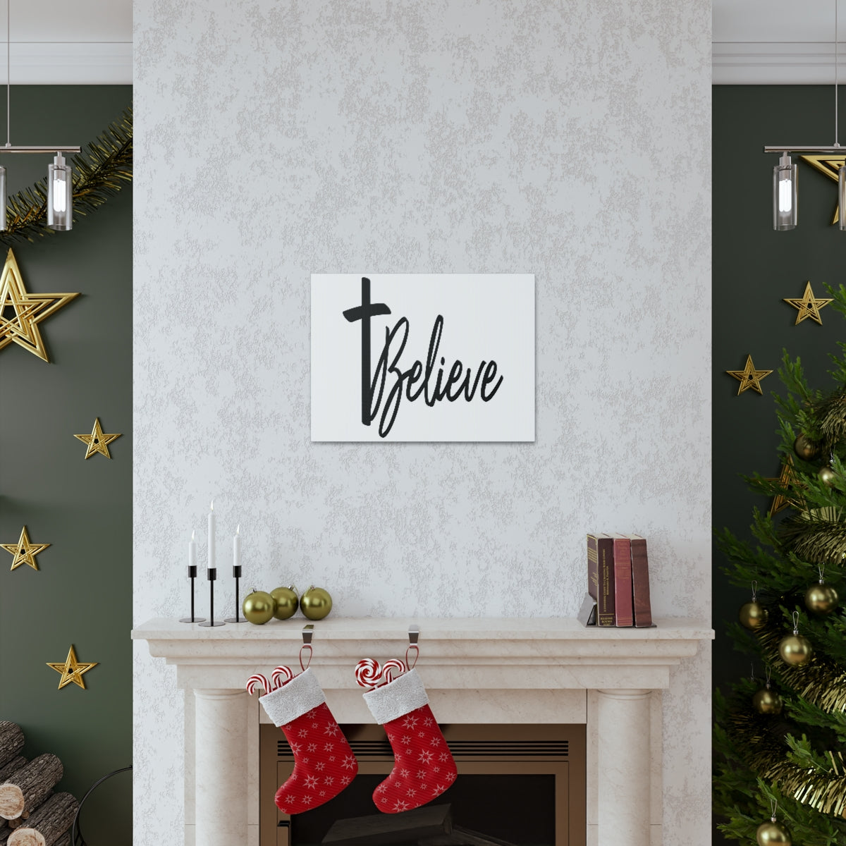 Scripture Walls Believe Cross Mark 9:23 Christian Wall Art Print Ready to Hang Unframed-Express Your Love Gifts