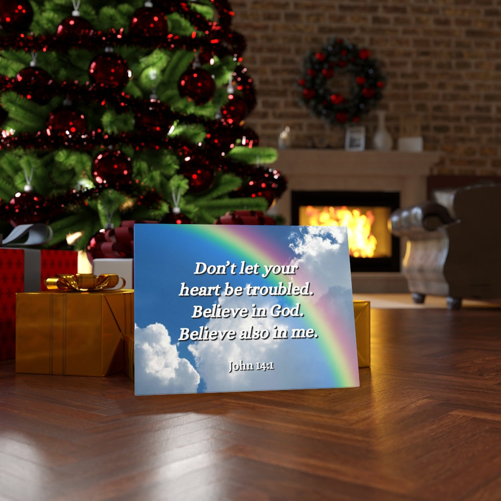 Scripture Walls Believe In God John 14:1 Bible Verse Canvas Christian Wall Art Ready to Hang Unframed-Express Your Love Gifts