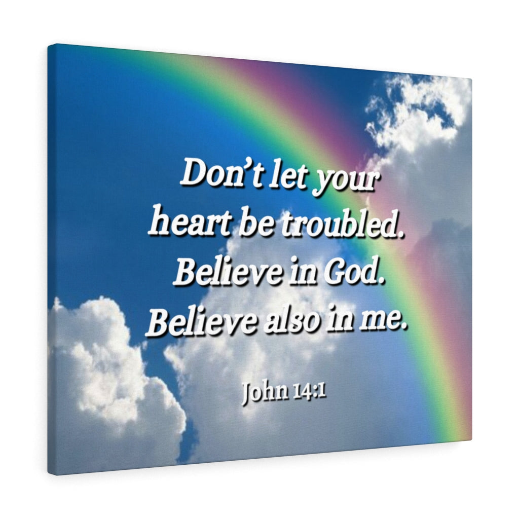 Scripture Walls Believe In God John 14:1 Bible Verse Canvas Christian Wall Art Ready to Hang Unframed-Express Your Love Gifts