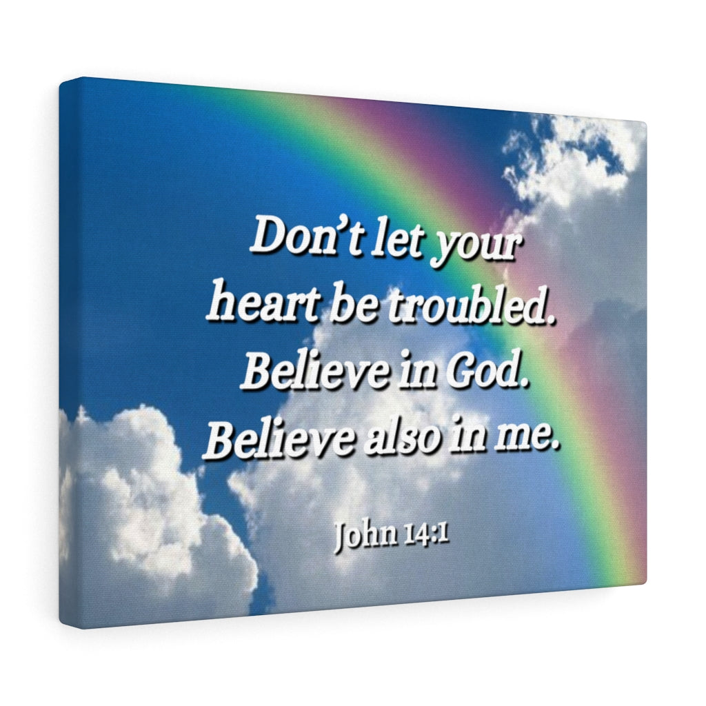 Scripture Walls Believe In God John 14:1 Bible Verse Canvas Christian Wall Art Ready to Hang Unframed-Express Your Love Gifts