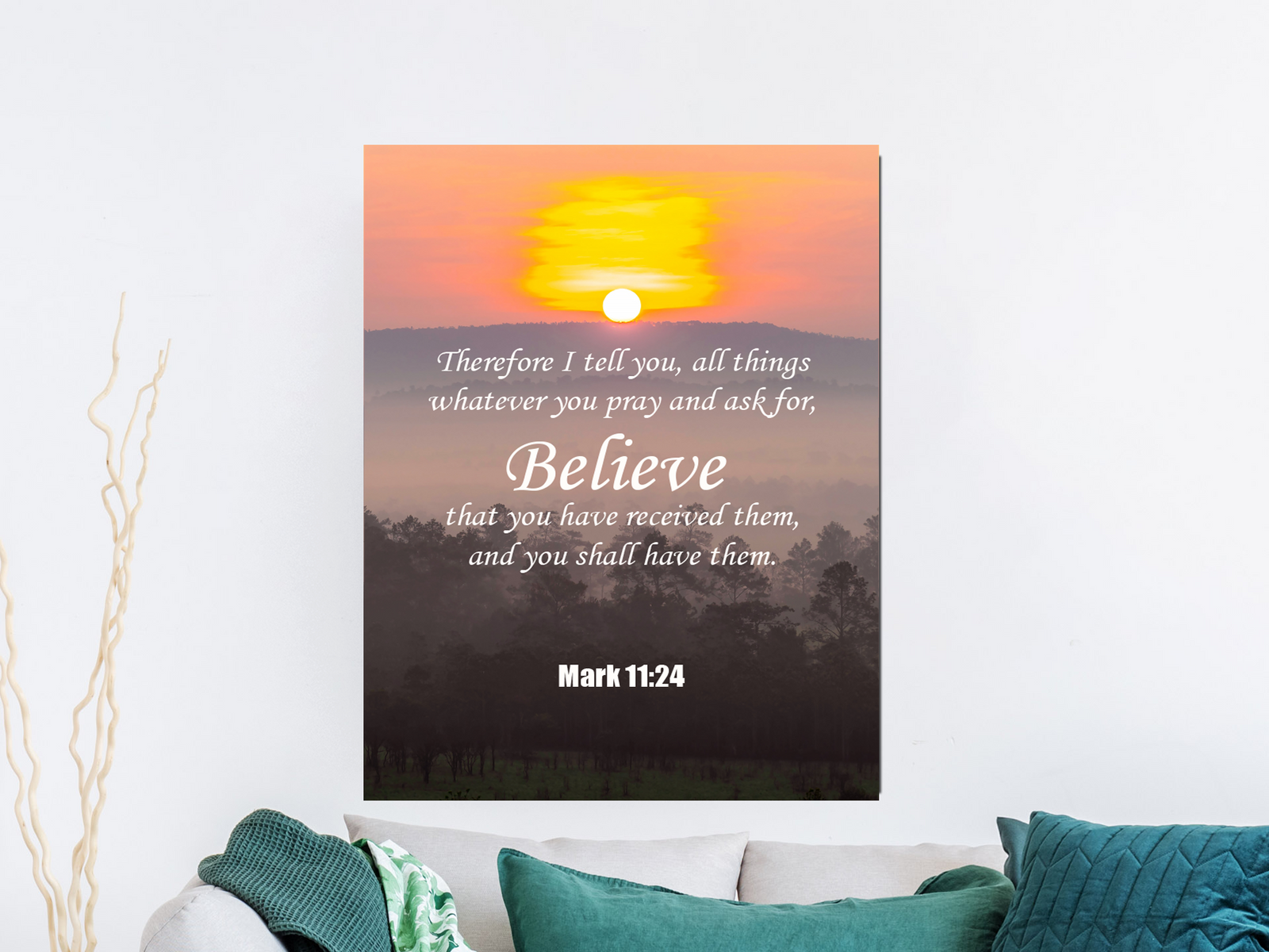 Scripture Walls Believe Mark 11:24 Christian Home Decor Bible Verse Art Unframed-Express Your Love Gifts