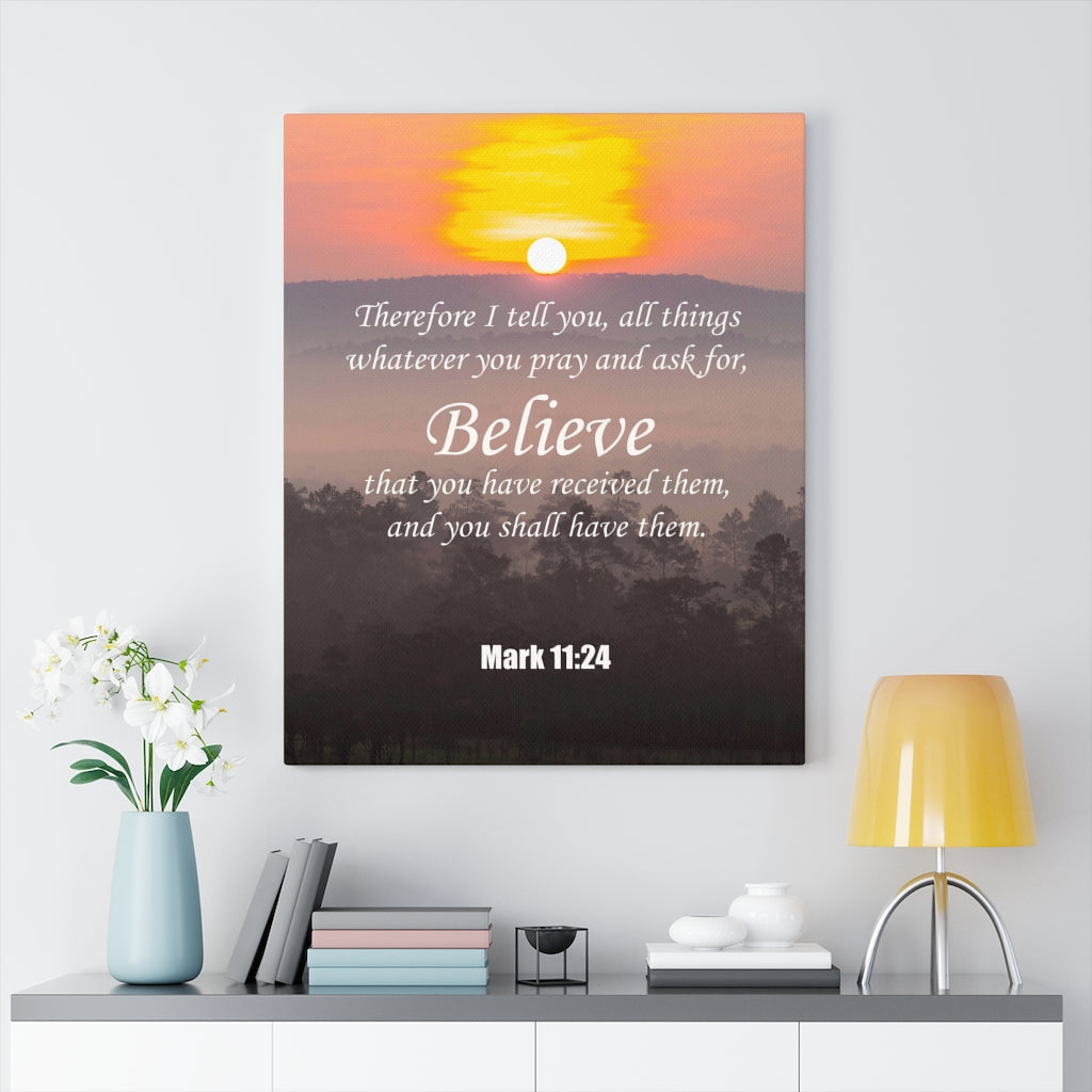 Scripture Walls Believe Mark 11:24 Christian Home Decor Bible Verse Art Unframed-Express Your Love Gifts