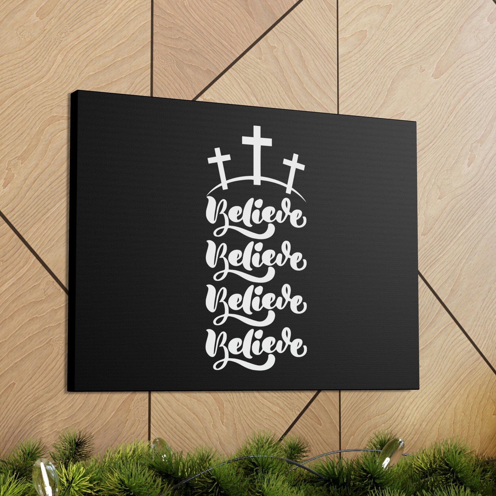 Scripture Walls Believe Mark 9:23 Cross Black Christian Wall Art Bible Verse Print Ready to Hang Unframed-Express Your Love Gifts