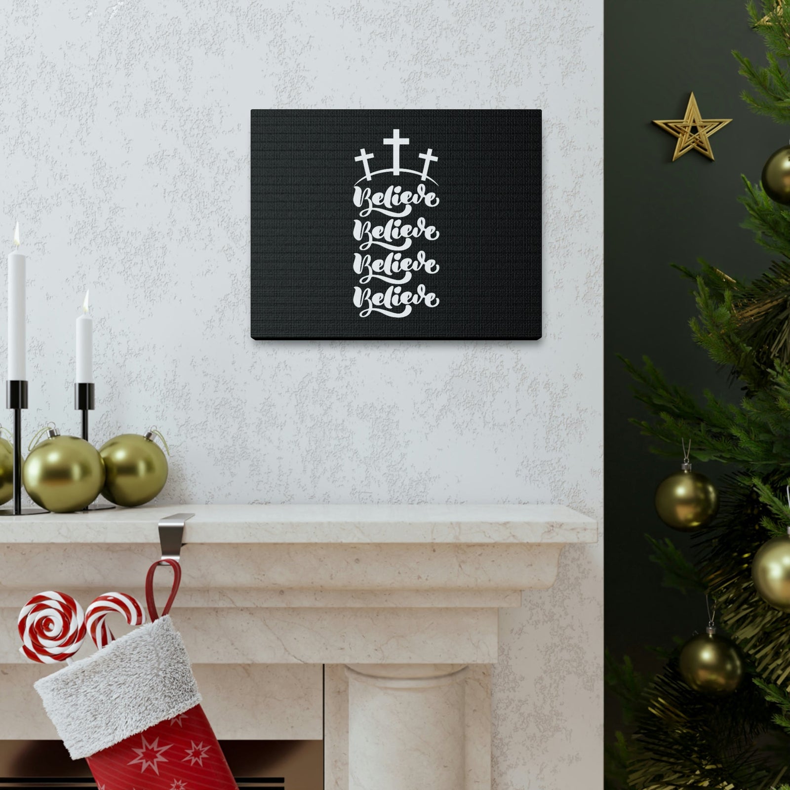 Scripture Walls Believe Mark 9:23 Cross Black Christian Wall Art Bible Verse Print Ready to Hang Unframed-Express Your Love Gifts