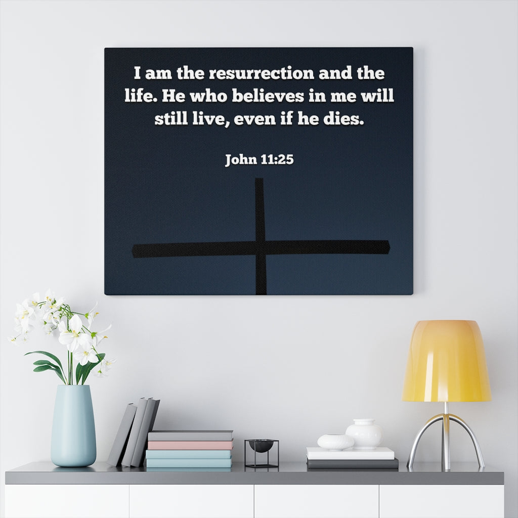 Scripture Walls Believeth In Me John 11:25 Bible Verse Canvas Christian Wall Art Ready to Hang Unframed-Express Your Love Gifts