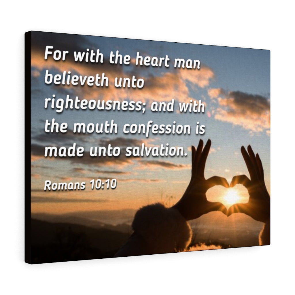Scripture Walls Believeth Unto Righteousness Romans 10:10 Bible Verse Canvas Christian Wall Art Ready to Hang Unframed-Express Your Love Gifts