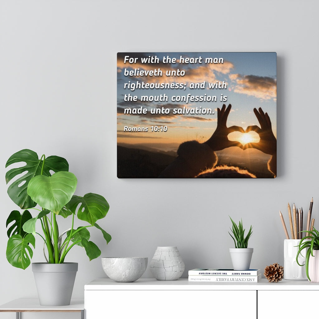 Scripture Walls Believeth Unto Righteousness Romans 10:10 Bible Verse Canvas Christian Wall Art Ready to Hang Unframed-Express Your Love Gifts