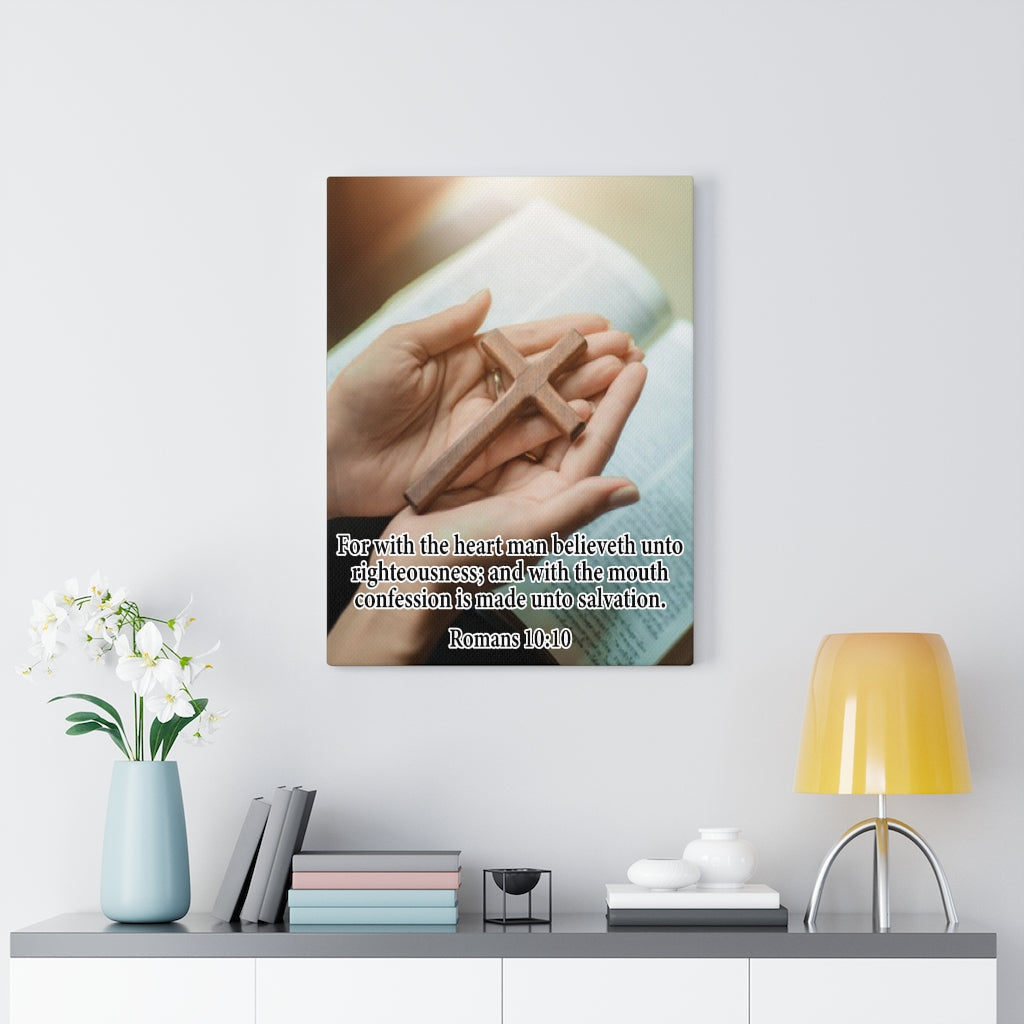 Scripture Walls Believeth Unto Righteousness Romans 10:10 Christian Home Decor Bible Art Unframed-Express Your Love Gifts