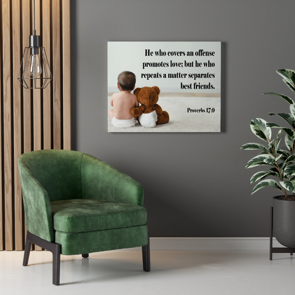 Scripture Walls Best Friends Proverbs 17:9 Bible Verse Canvas Christian Wall Art Ready to Hang Unframed-Express Your Love Gifts