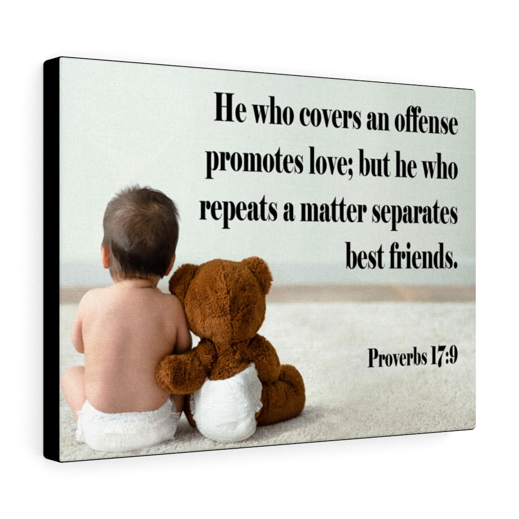 Scripture Walls Best Friends Proverbs 17:9 Bible Verse Canvas Christian Wall Art Ready to Hang Unframed-Express Your Love Gifts