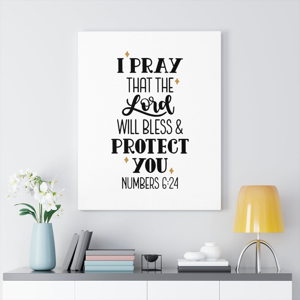 Scripture Walls Bless & Protect Numbers 6:24 Bible Verse Canvas Christian Wall Art Ready to Hang Unframed-Express Your Love Gifts