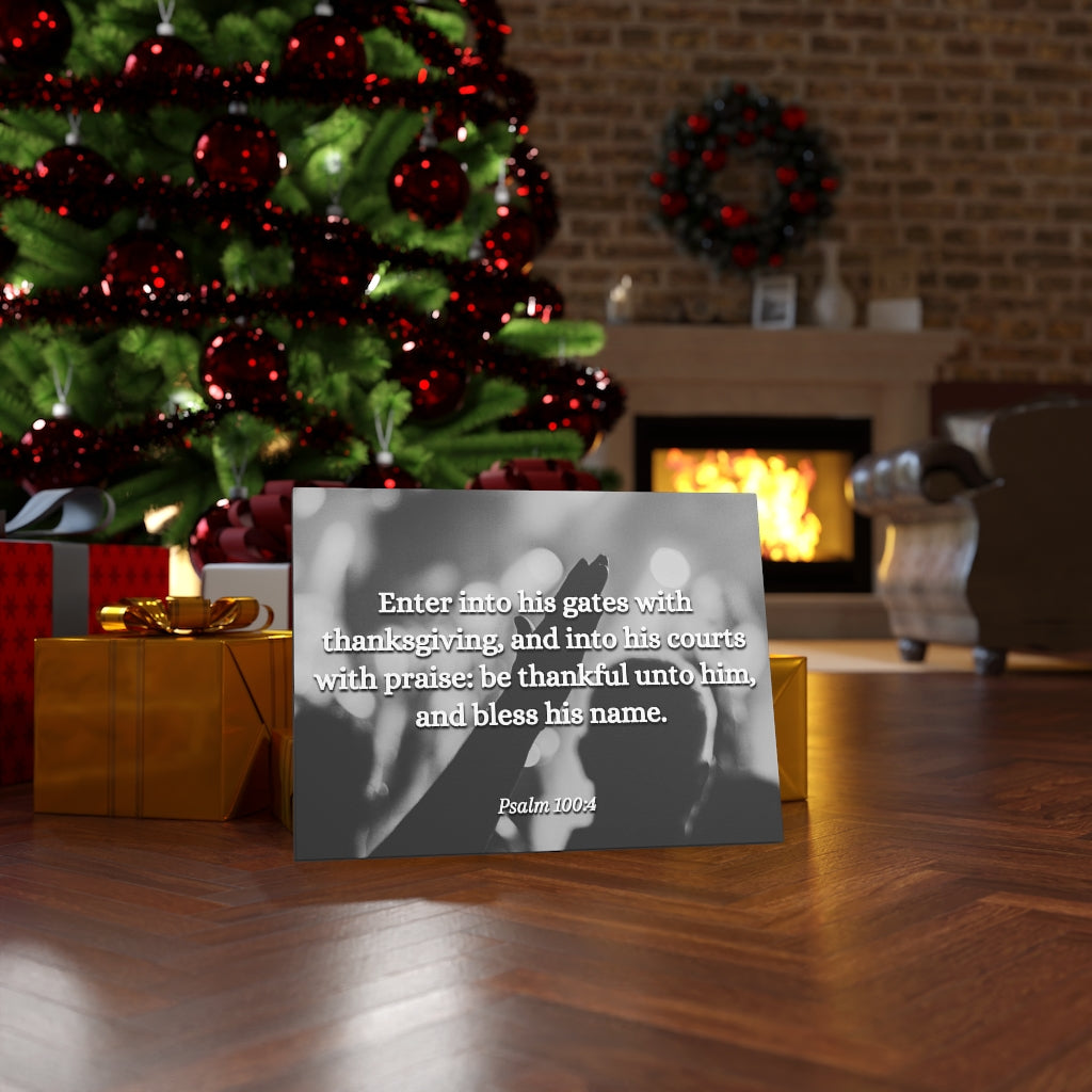 Scripture Walls Bless His Name Psalms 100:4 Bible Verse Canvas Christian Wall Art Ready to Hang Unframed-Express Your Love Gifts