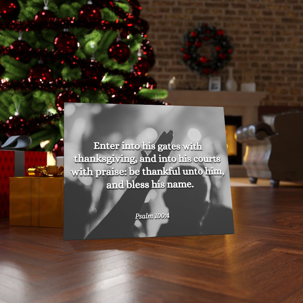 Scripture Walls Bless His Name Psalms 100:4 Bible Verse Canvas Christian Wall Art Ready to Hang Unframed-Express Your Love Gifts