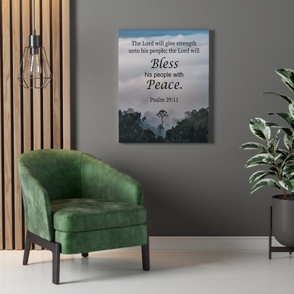 Scripture Walls Bless Peace Psalm 29:11 Bible Verse Canvas Christian Wall Art Ready to Hang Unframed-Express Your Love Gifts