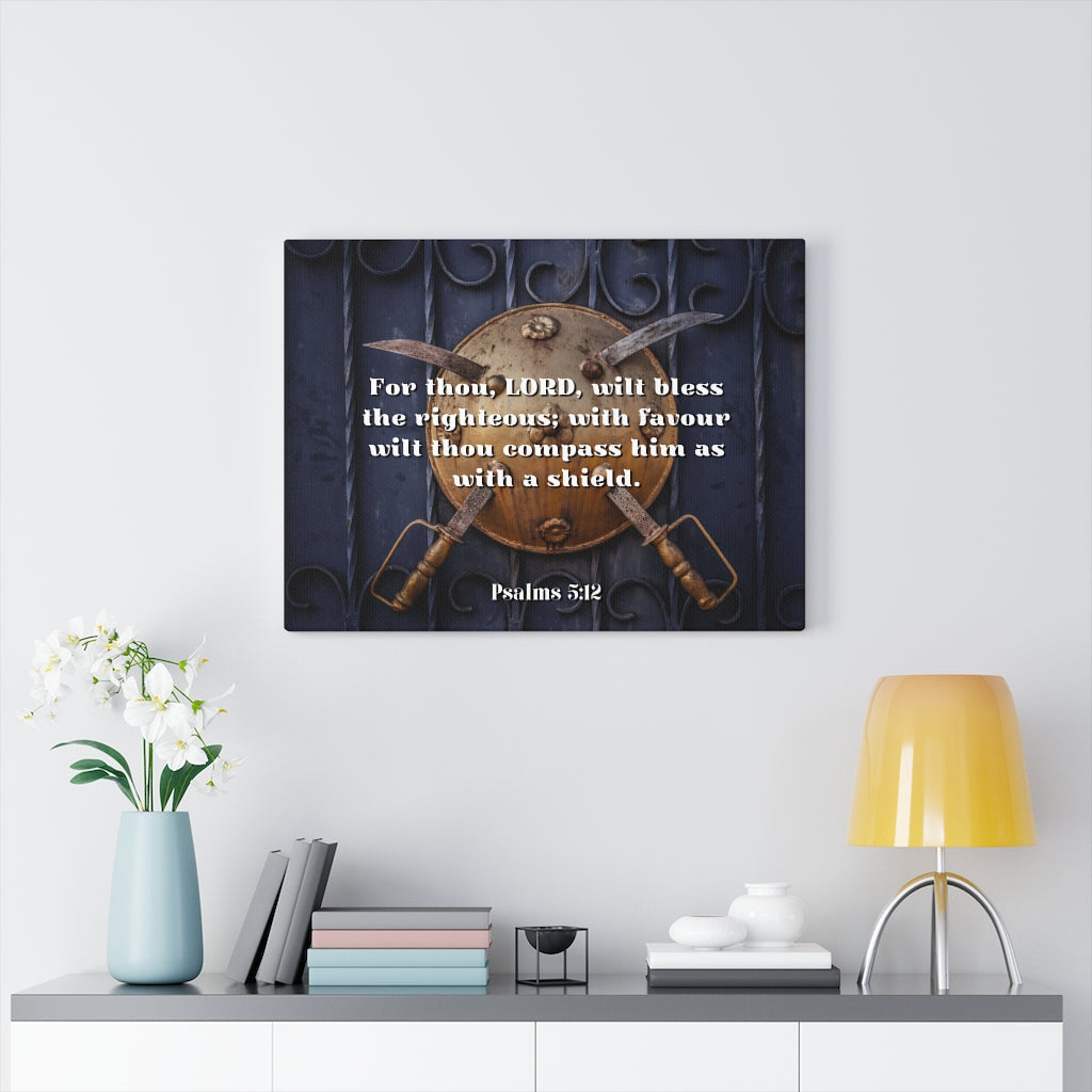 Scripture Walls Bless The Righteous Psalm 5:12 Bible Verse Canvas Christian Wall Art Ready to Hang Unframed-Express Your Love Gifts