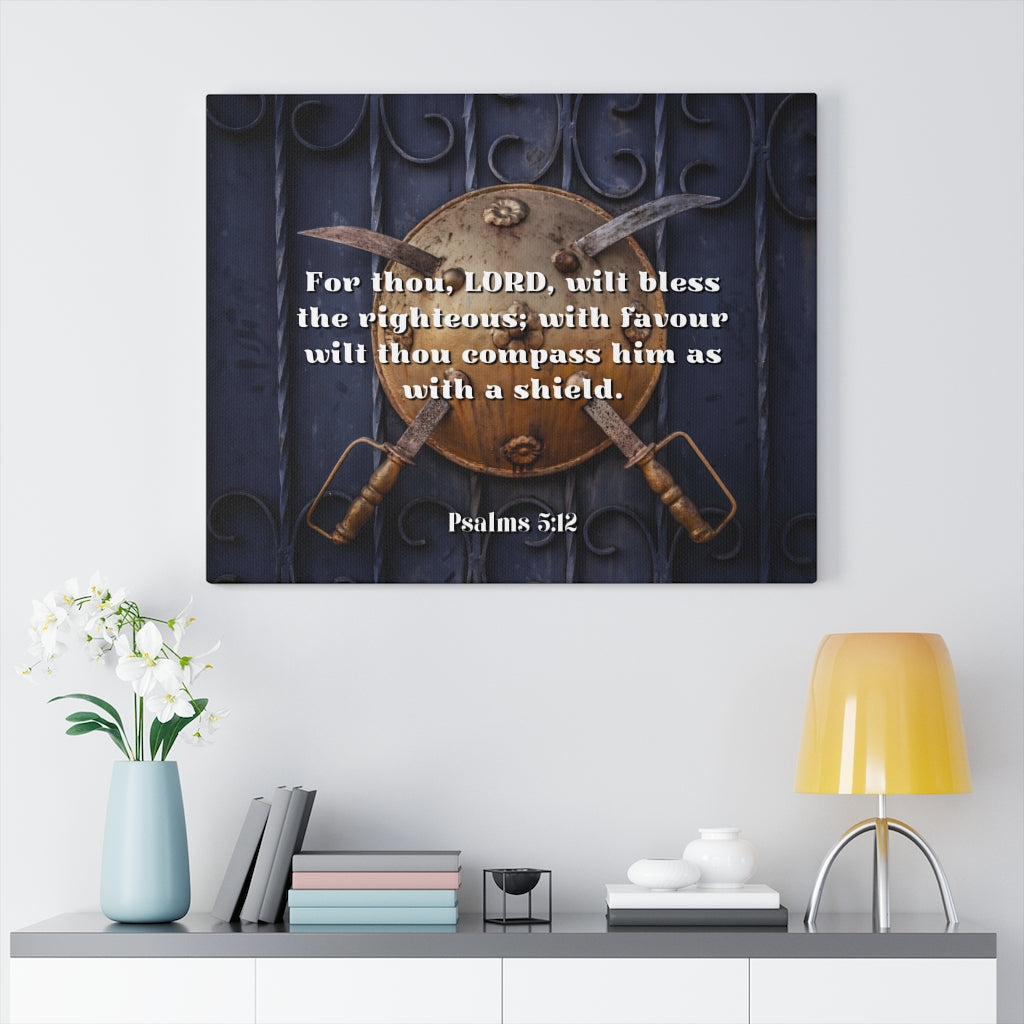 Scripture Walls Bless The Righteous Psalm 5:12 Bible Verse Canvas Christian Wall Art Ready to Hang Unframed-Express Your Love Gifts