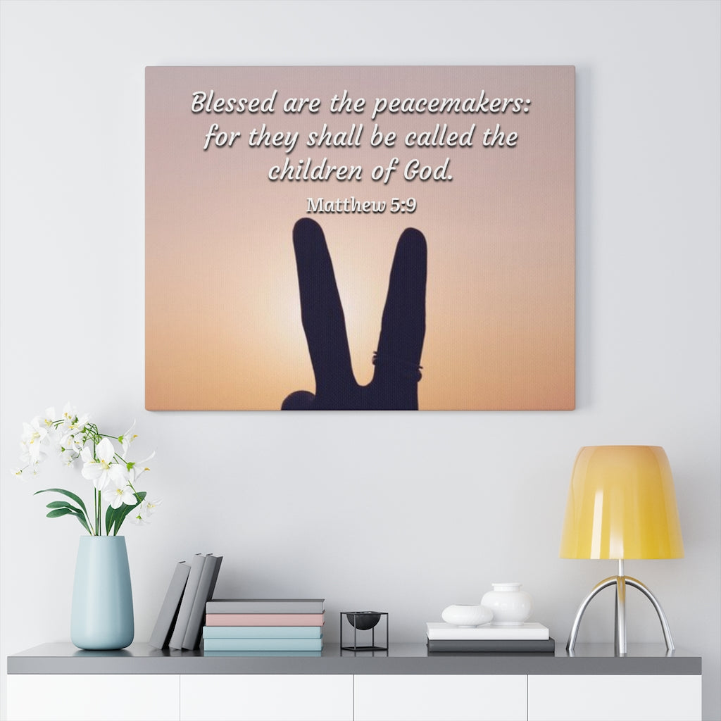 Scripture Walls Blessed Are The Peacemakers Matthew 5:9 Bible Verse Canvas Christian Wall Art Ready to Hang Unframed-Express Your Love Gifts