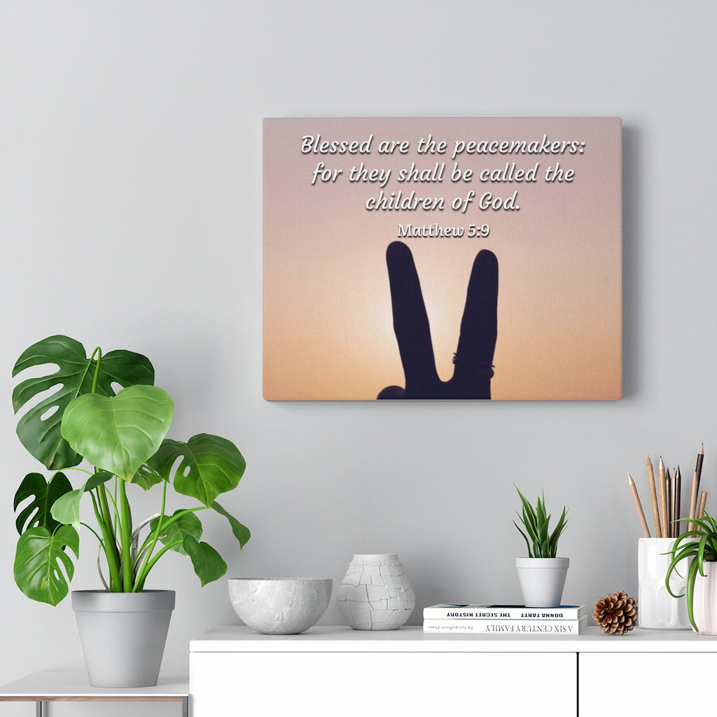 Scripture Walls Blessed Are The Peacemakers Matthew 5:9 Bible Verse Canvas Christian Wall Art Ready to Hang Unframed-Express Your Love Gifts