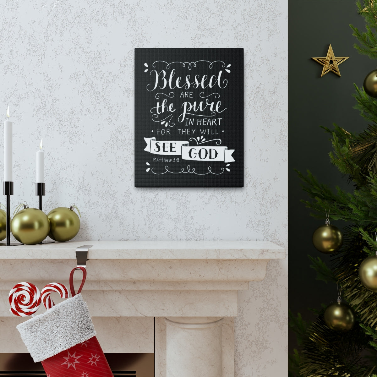 Scripture Walls Blessed Are The Poor Matthew 5:8 Bible Verse Canvas Christian Wall Art Ready to Hang Unframed-Express Your Love Gifts