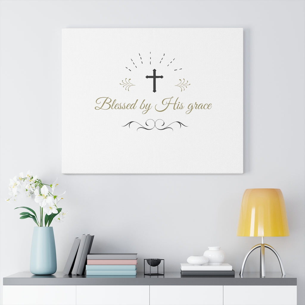 Scripture Walls Blessed By His Grace Bible Verse Canvas Christian Wall Art Ready to Hang Unframed-Express Your Love Gifts