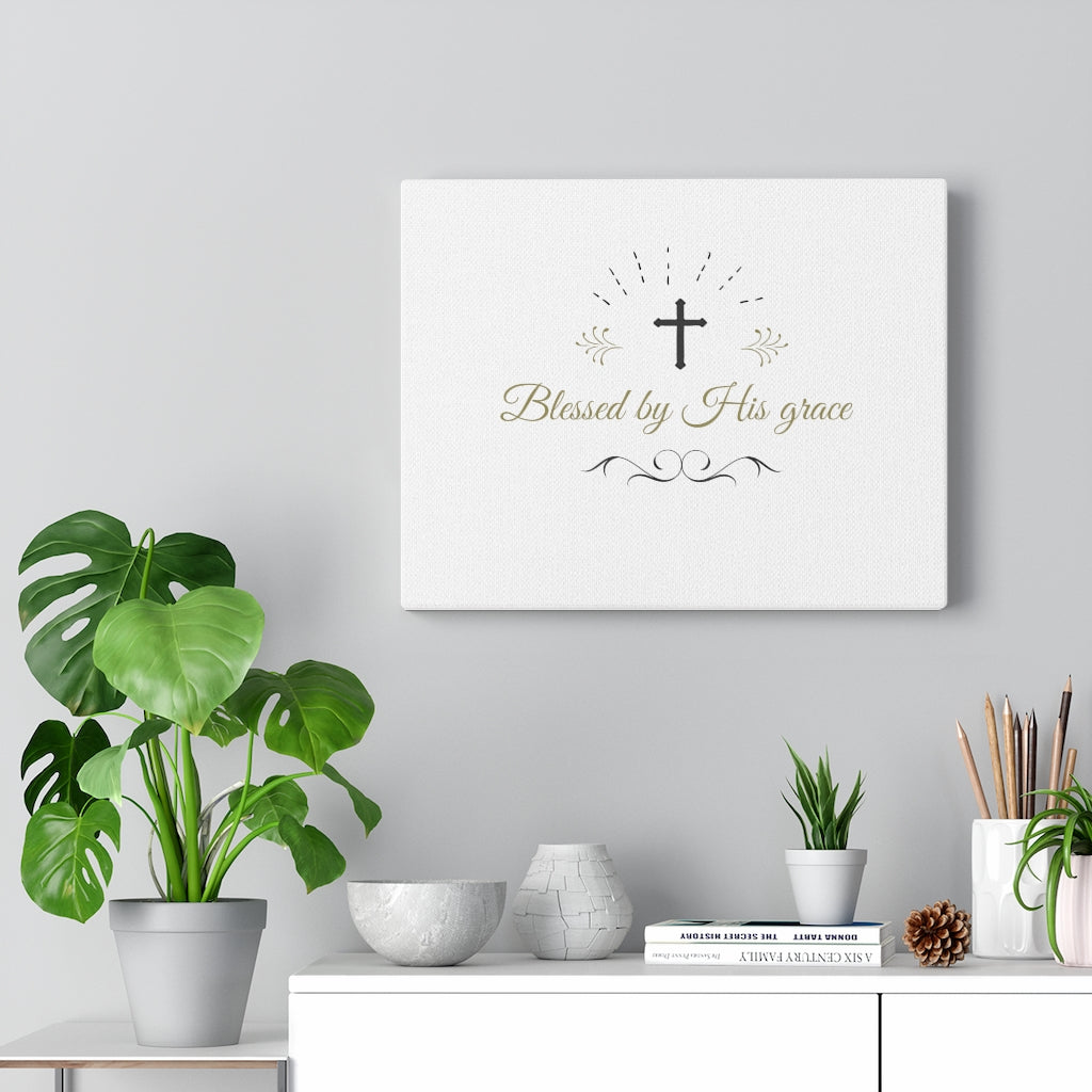 Scripture Walls Blessed By His Grace Bible Verse Canvas Christian Wall Art Ready to Hang Unframed-Express Your Love Gifts