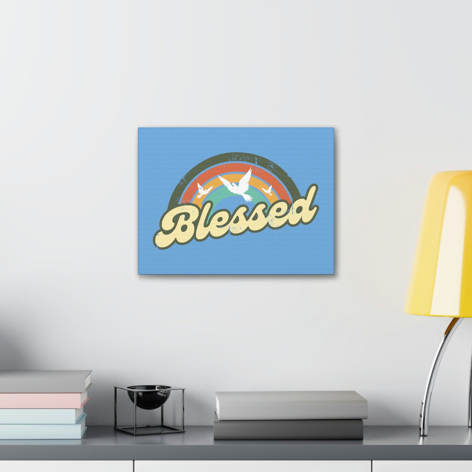 Scripture Walls Blessed Jeremiah 17:7 Three Doves Rainbow Christian Wall Art Bible Verse Print Ready to Hang Unframed-Express Your Love Gifts