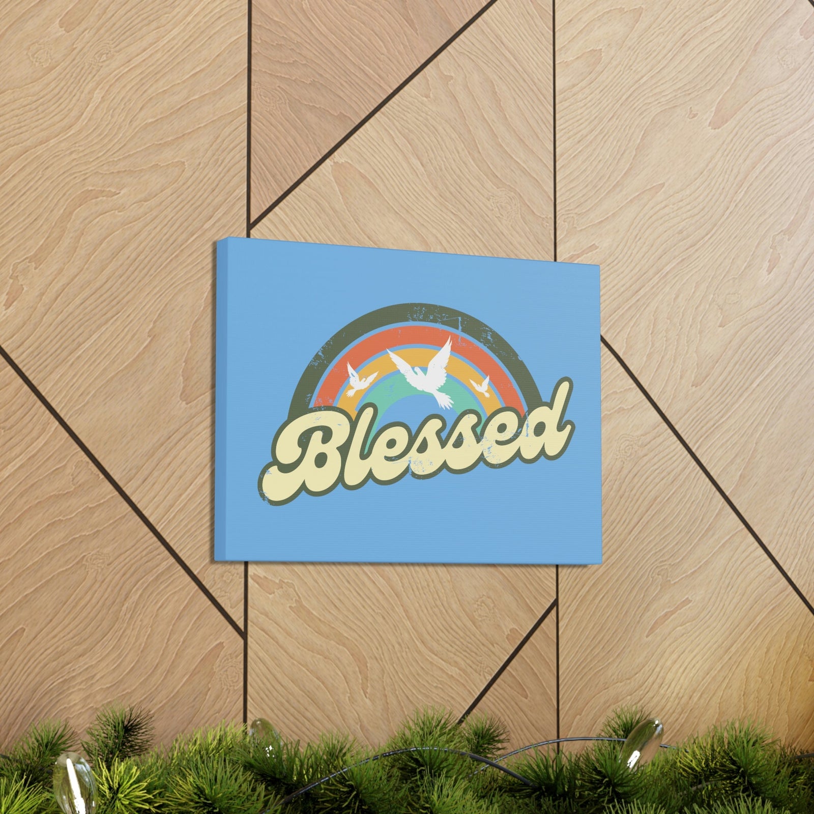 Scripture Walls Blessed Jeremiah 17:7 Three Doves Rainbow Christian Wall Art Bible Verse Print Ready to Hang Unframed-Express Your Love Gifts