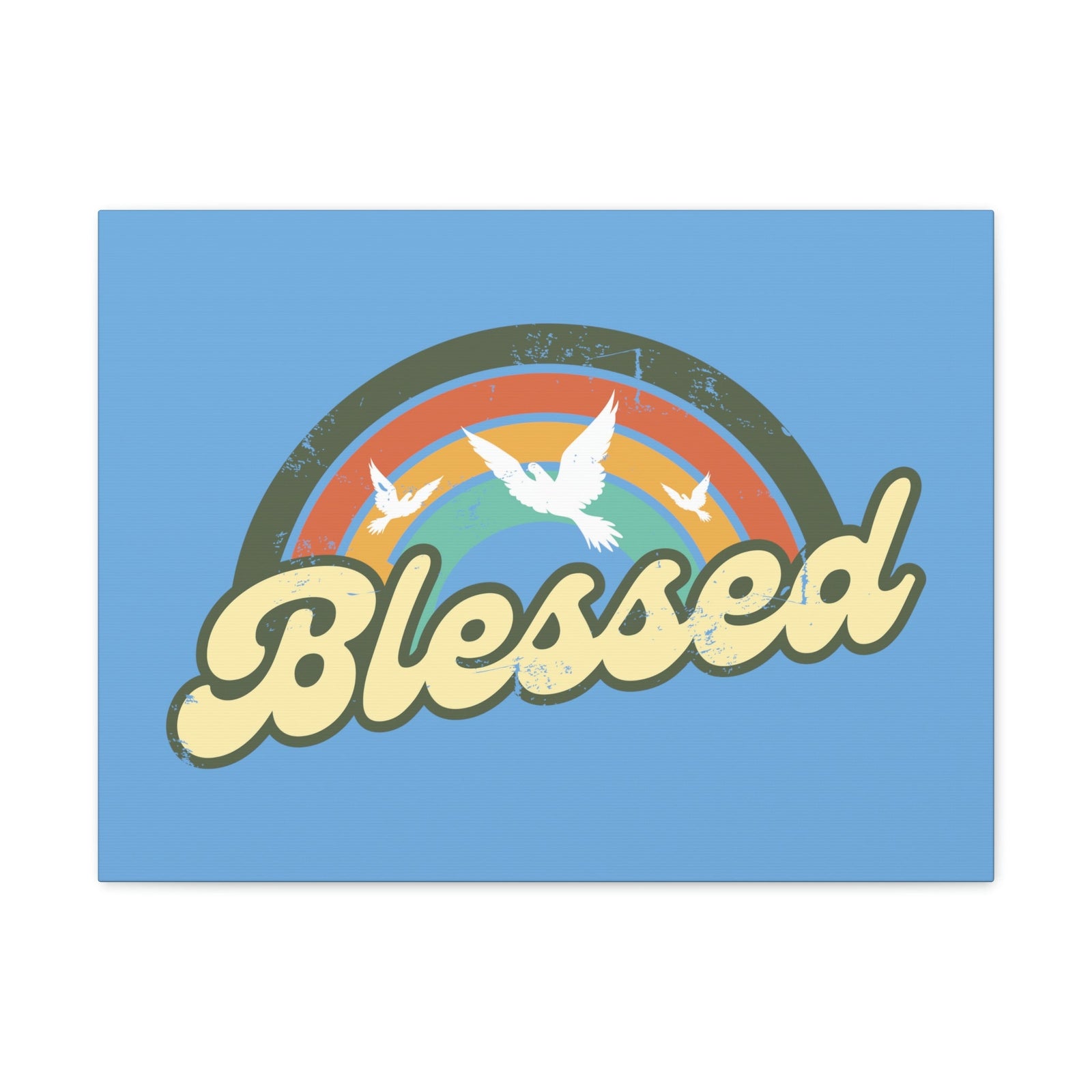 Scripture Walls Blessed Jeremiah 17:7 Three Doves Rainbow Christian Wall Art Bible Verse Print Ready to Hang Unframed-Express Your Love Gifts