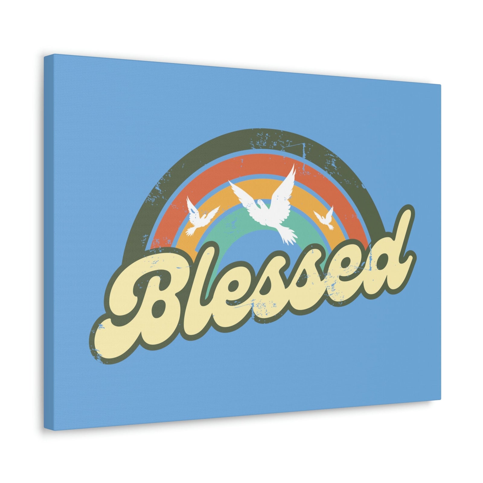 Scripture Walls Blessed Jeremiah 17:7 Three Doves Rainbow Christian Wall Art Bible Verse Print Ready to Hang Unframed-Express Your Love Gifts