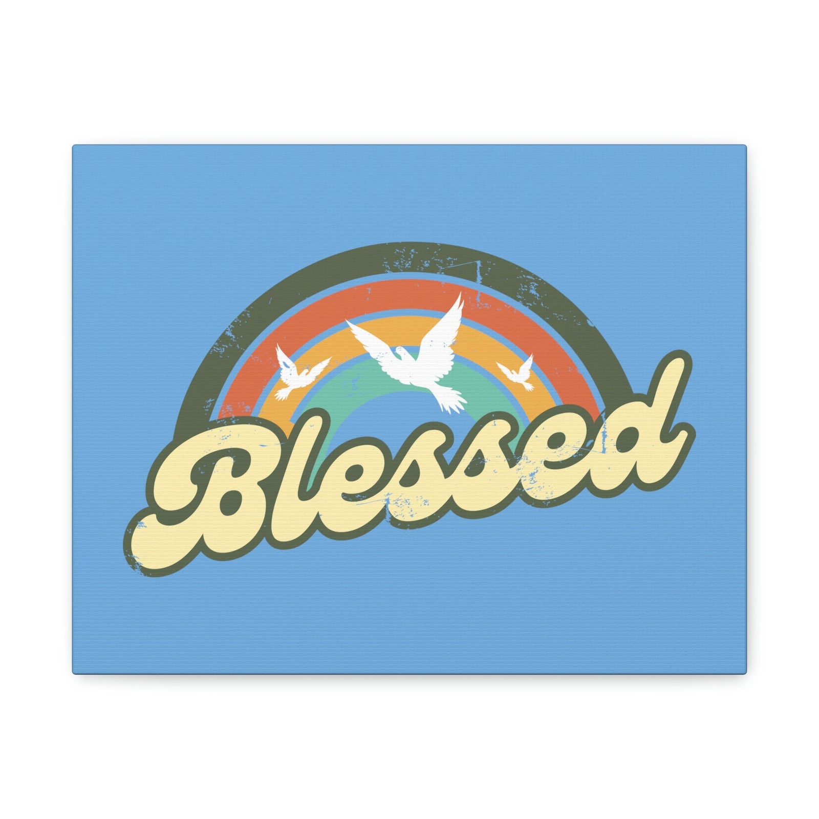 Scripture Walls Blessed Jeremiah 17:7 Three Doves Rainbow Christian Wall Art Bible Verse Print Ready to Hang Unframed-Express Your Love Gifts