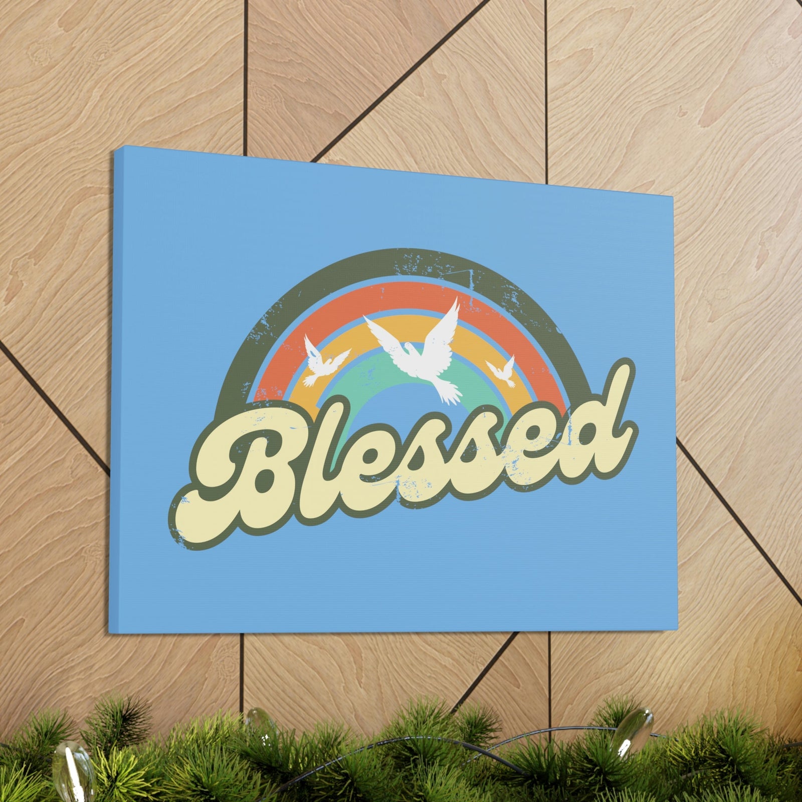 Scripture Walls Blessed Jeremiah 17:7 Three Doves Rainbow Christian Wall Art Bible Verse Print Ready to Hang Unframed-Express Your Love Gifts