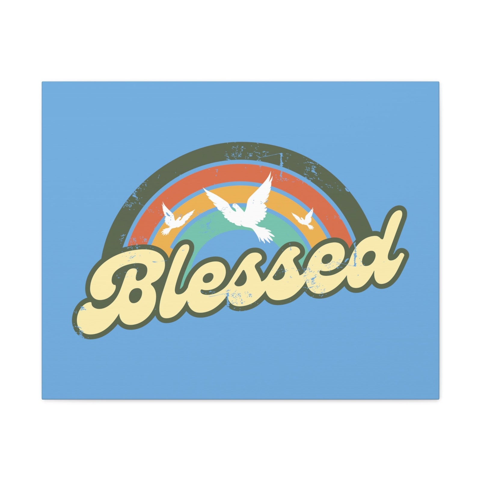 Scripture Walls Blessed Jeremiah 17:7 Three Doves Rainbow Christian Wall Art Bible Verse Print Ready to Hang Unframed-Express Your Love Gifts