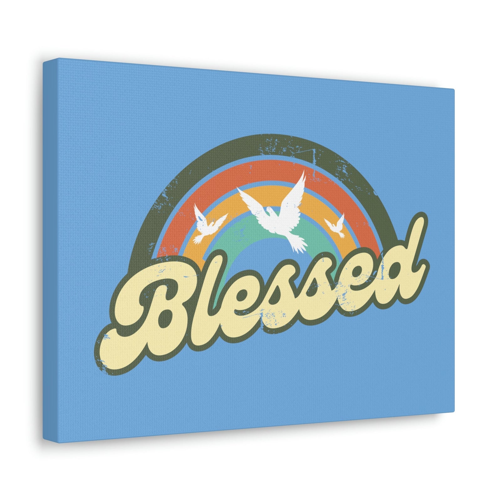 Scripture Walls Blessed Jeremiah 17:7 Three Doves Rainbow Christian Wall Art Bible Verse Print Ready to Hang Unframed-Express Your Love Gifts