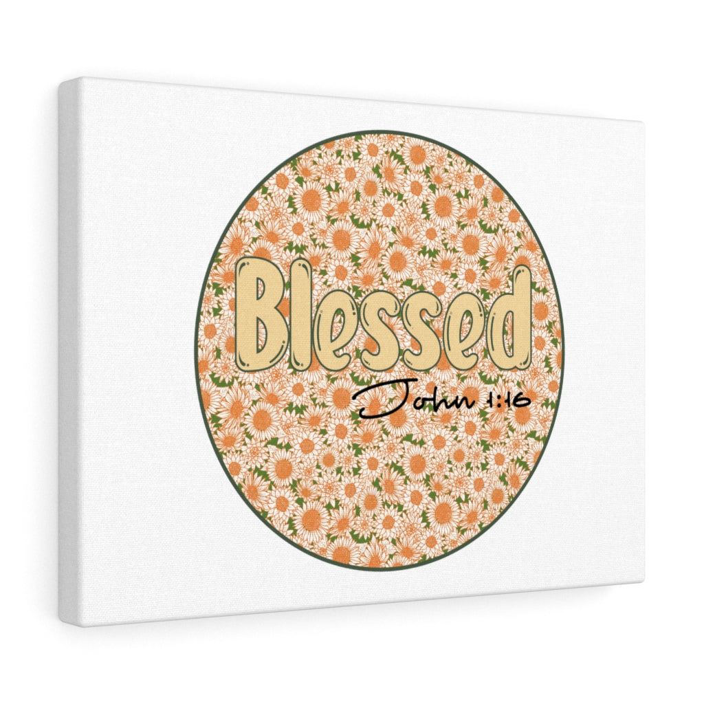 Scripture Walls Blessed John 1:16 Flower Circle Bible Verse Canvas Christian Wall Art Ready to Hang Unframed-Express Your Love Gifts