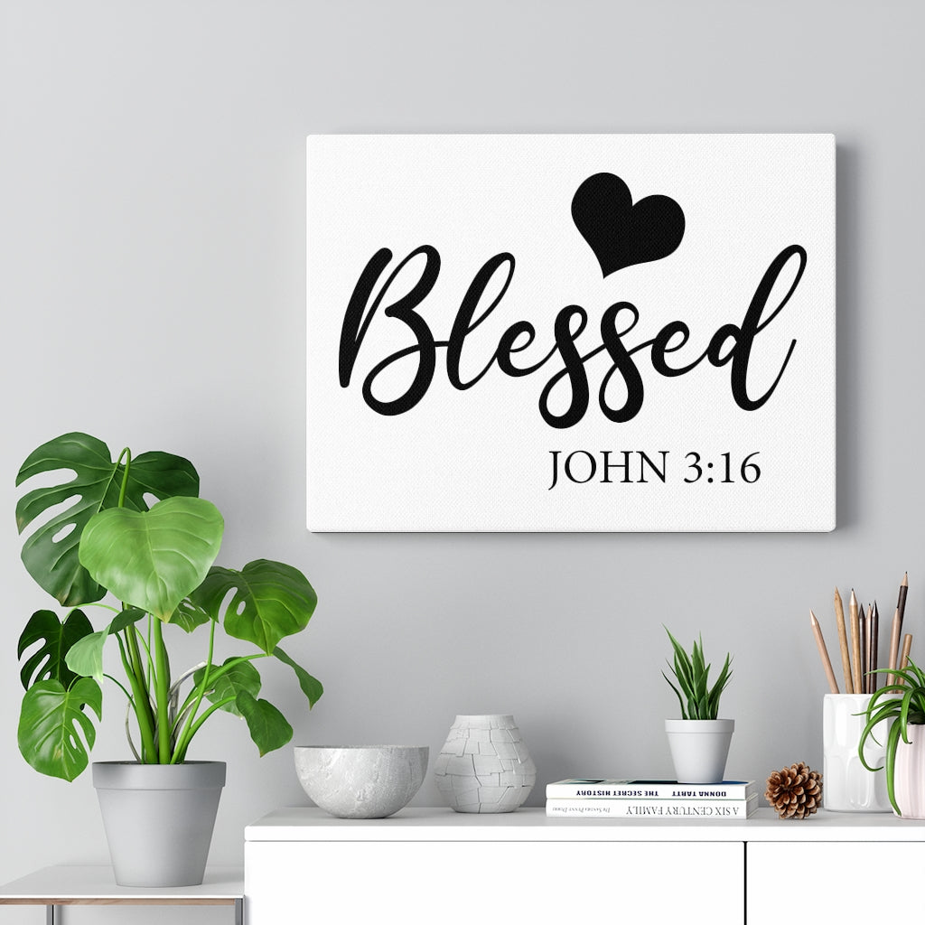 Scripture Walls Blessed John 3:16 Bible Verse Canvas Christian Wall Art Ready to Hang Unframed-Express Your Love Gifts