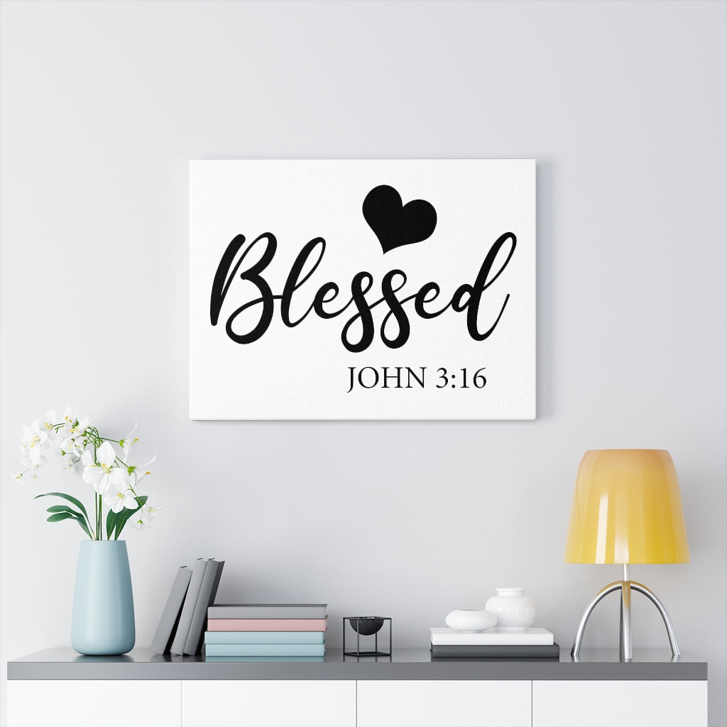Scripture Walls Blessed John 3:16 Bible Verse Canvas Christian Wall Art Ready to Hang Unframed-Express Your Love Gifts
