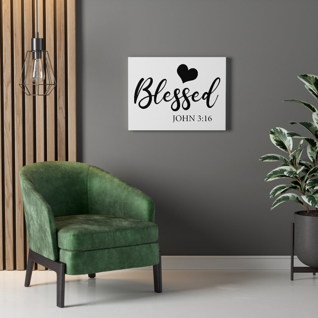 Scripture Walls Blessed John 3:16 Bible Verse Canvas Christian Wall Art Ready to Hang Unframed-Express Your Love Gifts