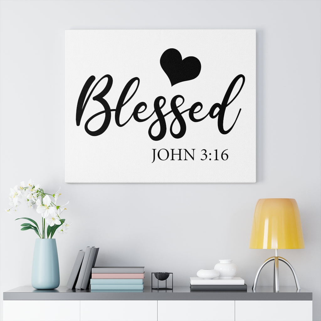 Scripture Walls Blessed John 3:16 Bible Verse Canvas Christian Wall Art Ready to Hang Unframed-Express Your Love Gifts