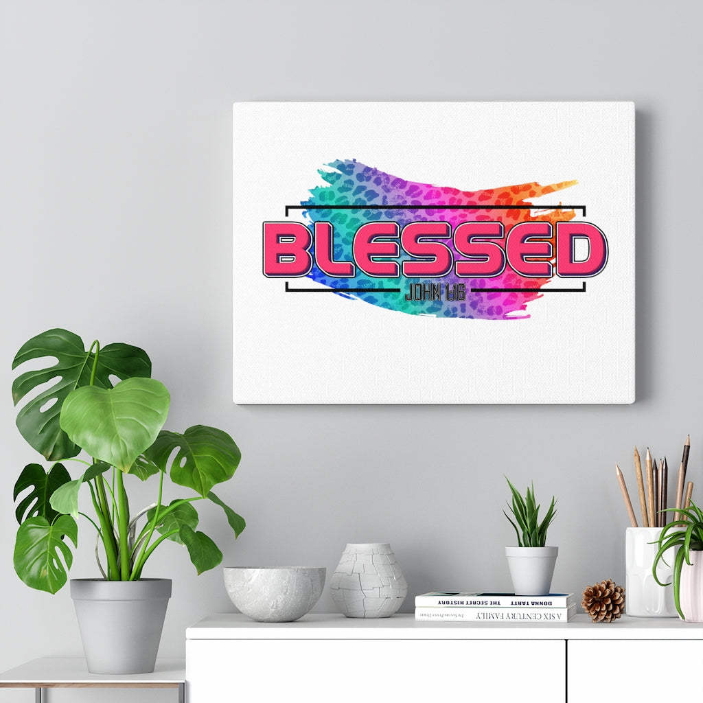 Scripture Walls Blessed Rainbow John 1:16 Bible Verse Canvas Christian Wall Art Ready to Hang Unframed-Express Your Love Gifts