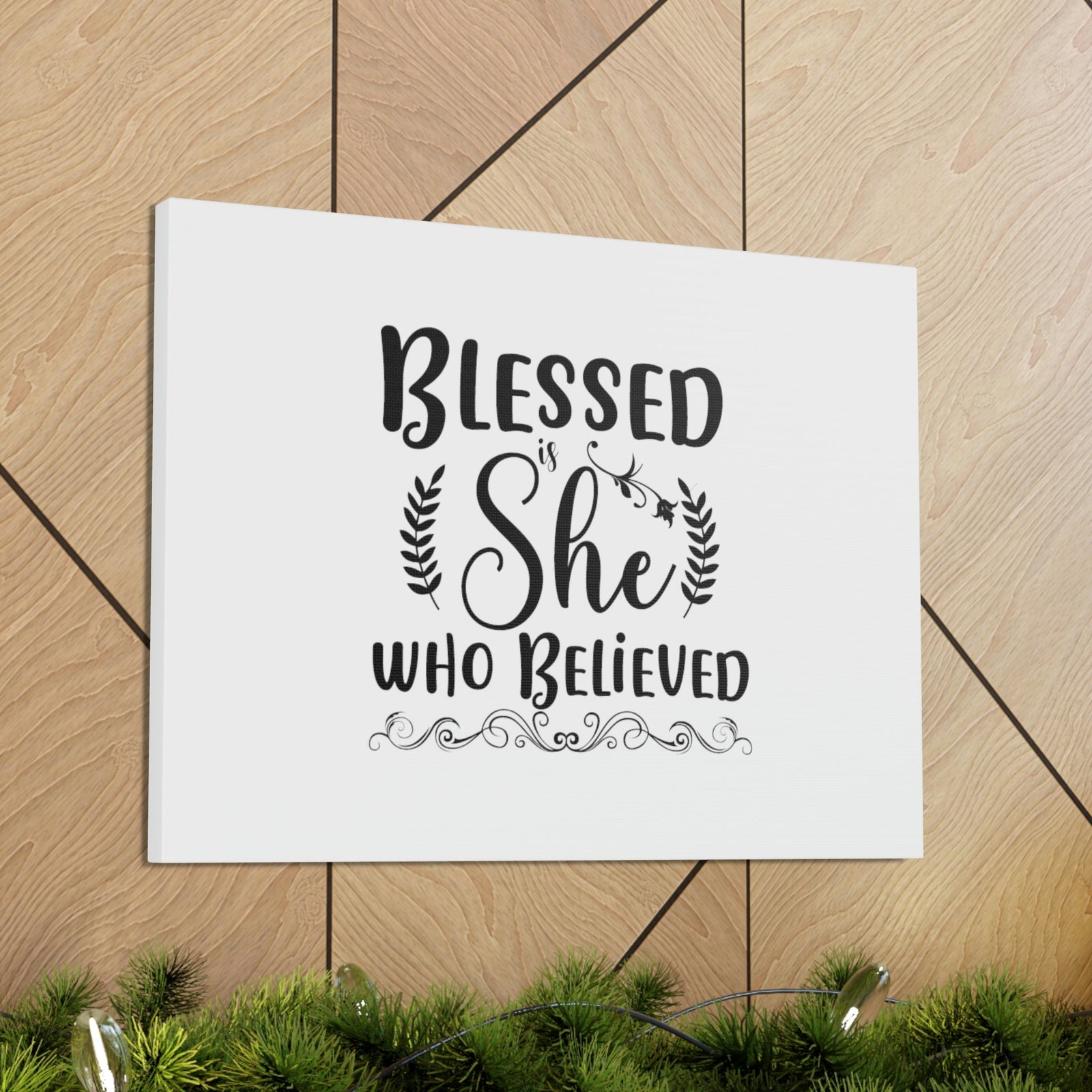 Scripture Walls Blessed She Who Believed Luke 1:45 Leaves Christian Wall Art Bible Verse Print Ready to Hang Unframed-Express Your Love Gifts