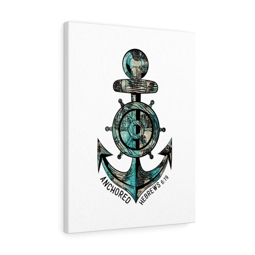 Scripture Walls Blue Anchored Hebrews 6:19 Bible Verse Canvas Christian Wall Art Ready to Hang Unframed-Express Your Love Gifts
