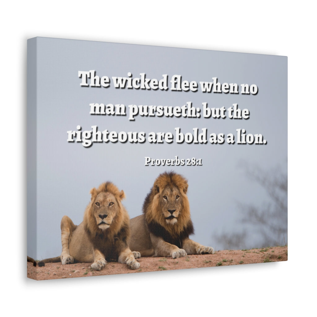 Scripture Walls Bold As A Lion Proverbs 28:1 Bible Verse Canvas Christian Wall Art Ready to Hang Unframed-Express Your Love Gifts