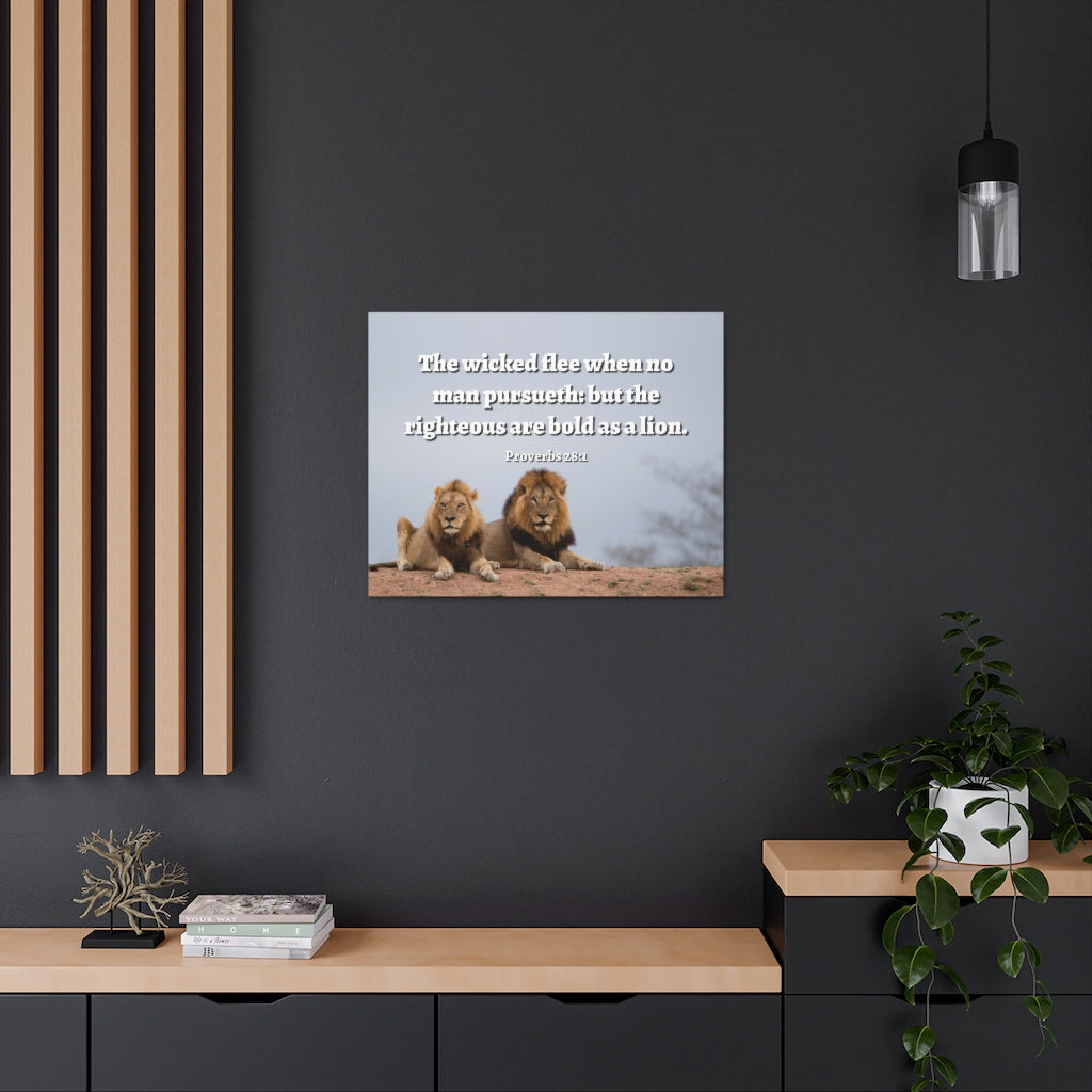 Scripture Walls Bold As A Lion Proverbs 28:1 Bible Verse Canvas Christian Wall Art Ready to Hang Unframed-Express Your Love Gifts